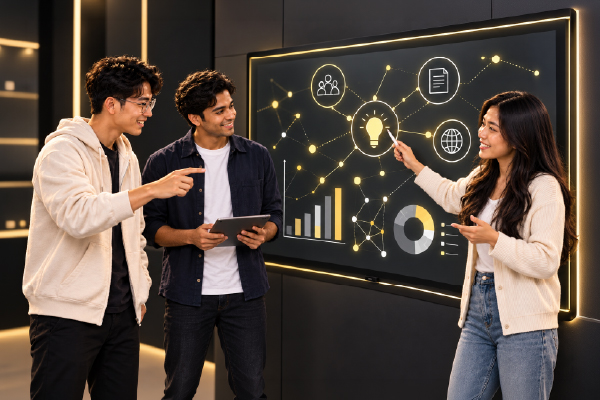 Students participating in interactive learning