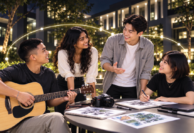Students participating in a campus club discussion