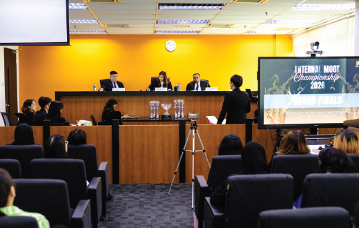 Students participating in a BAC moot court